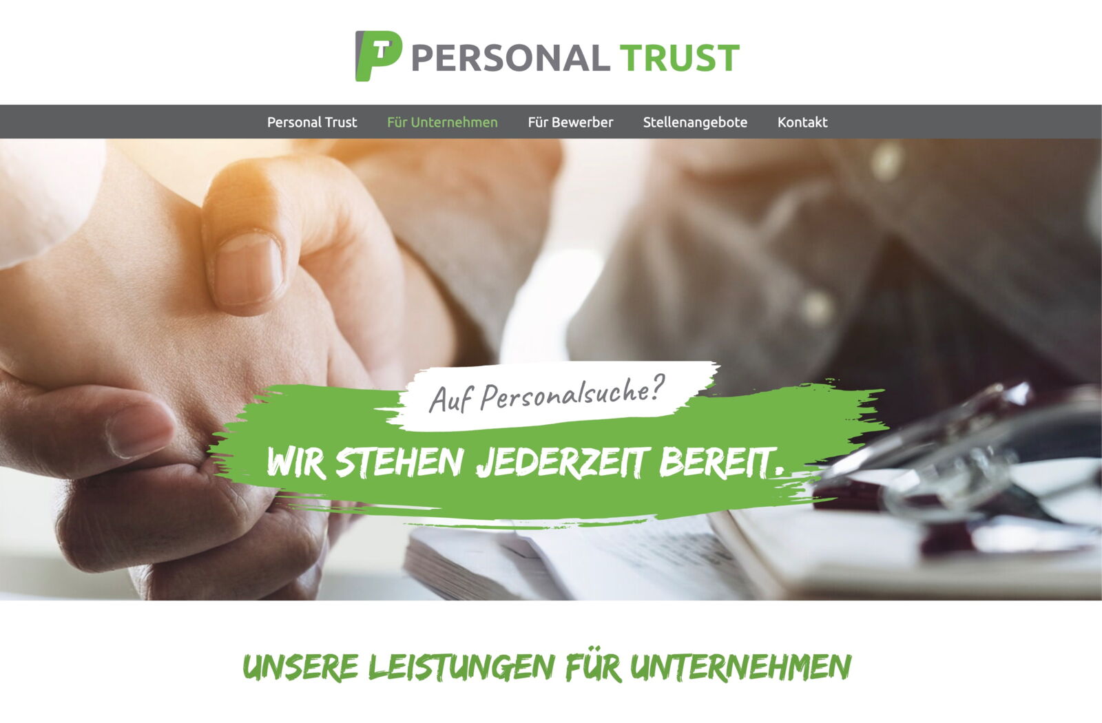 Screenshot der Website von PT Personal Trust GmbH, Hamburg